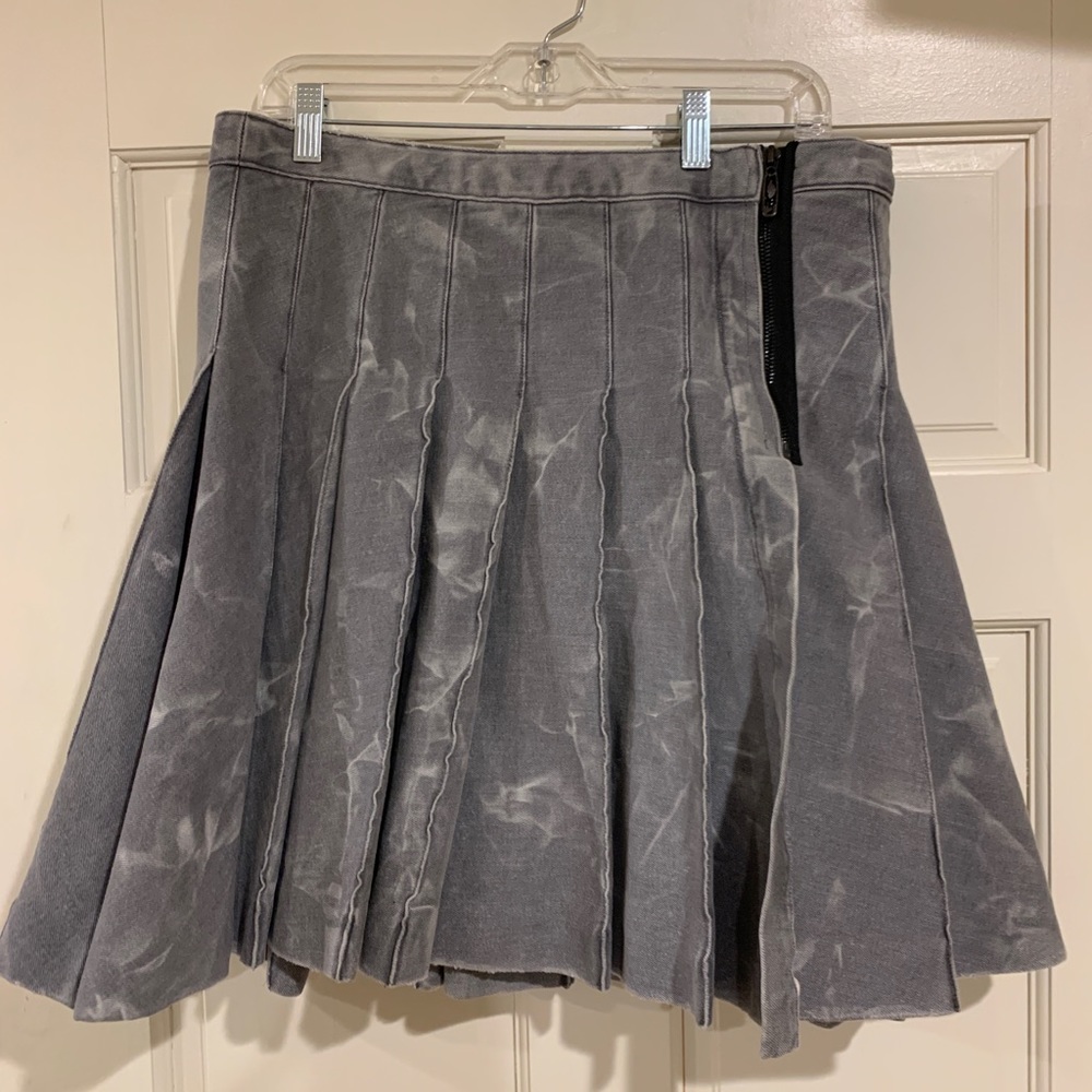Sonia Rykiel Grey Acid Wash Denim Pleated skirt!